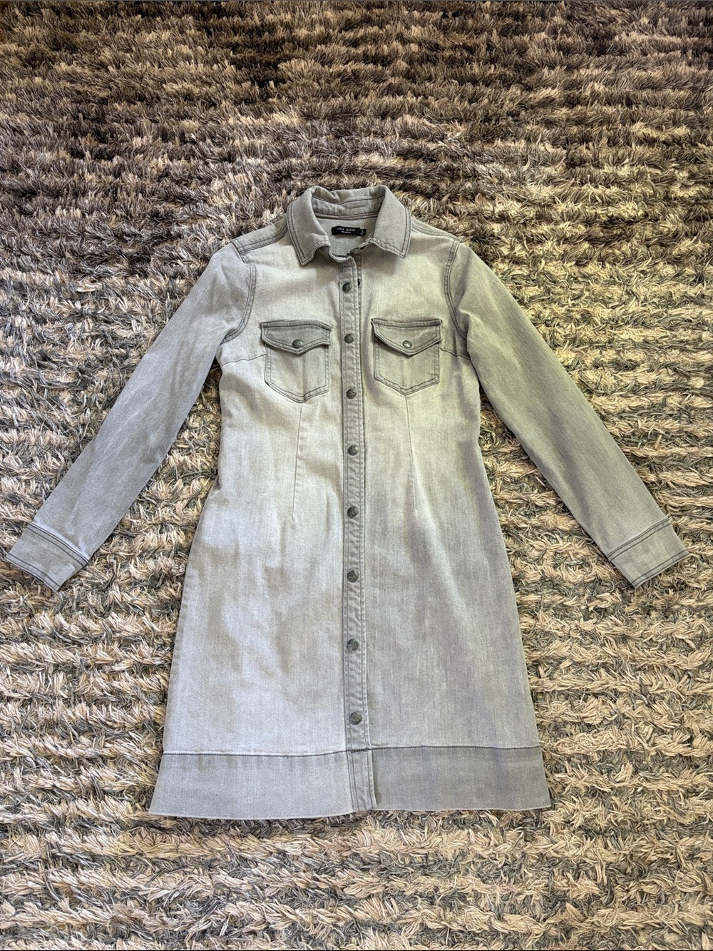 Max Jeans Grey Button-Front Denim Dress / Coat Cotton Size S